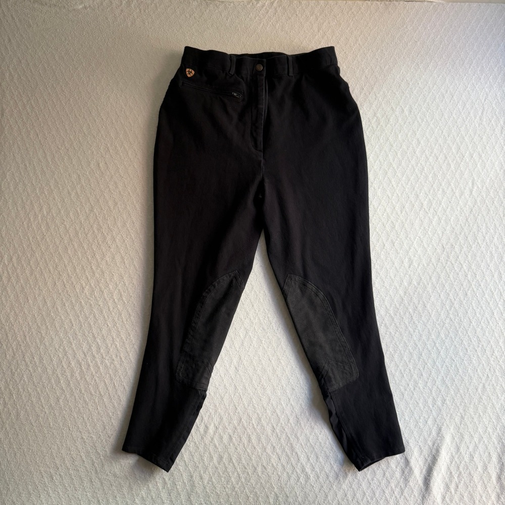 Ariat Sport Knee Patch Breeches Black Cotton Spandex Equestrian Riding Pants 32R
